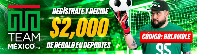 Regístrate con el código HOLAMOLE y recibe $2,000 de regalo en Deportes